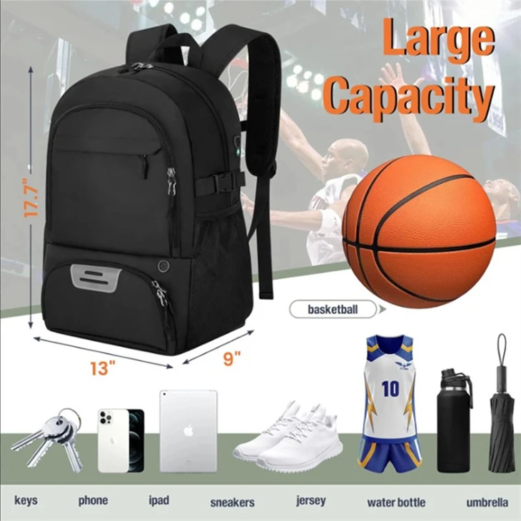 Large Capacity Black Basketball Sports Backpack suppliers